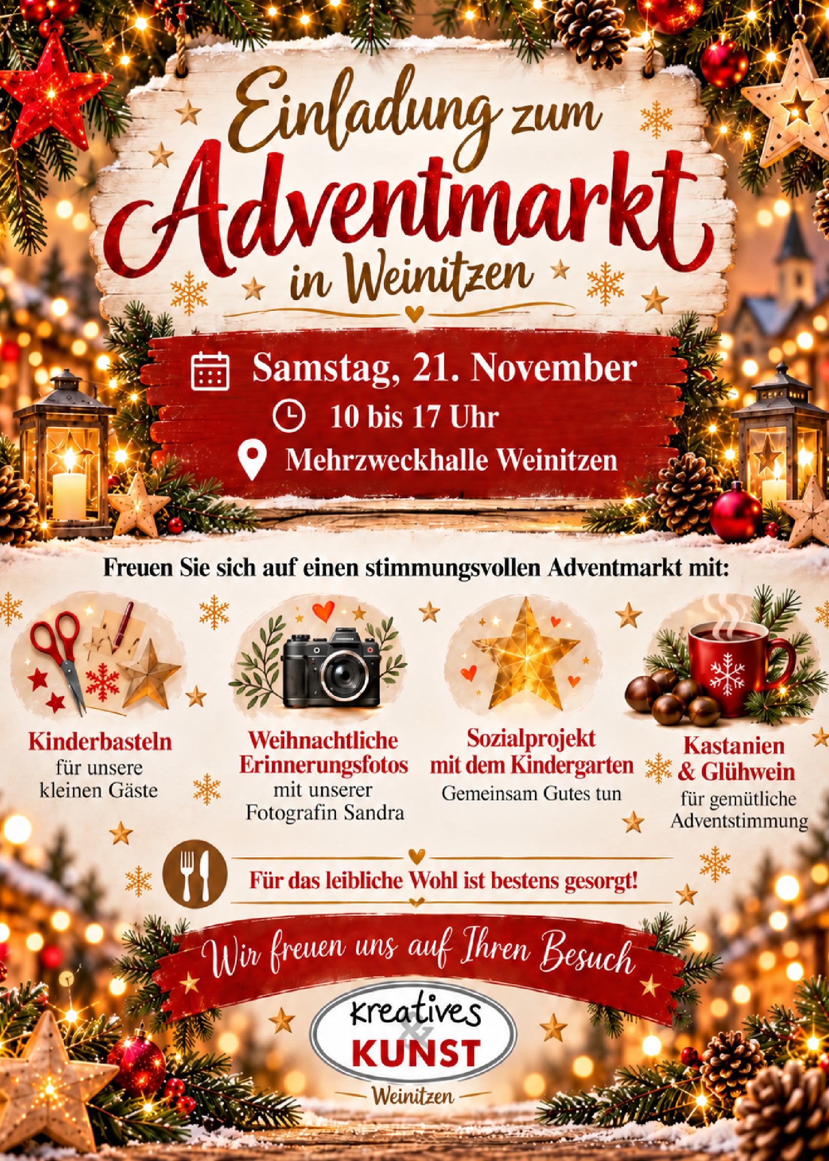 Einladung zum Adventmarkt in Weinitzen am 21. November in der Mehrzweckhalle